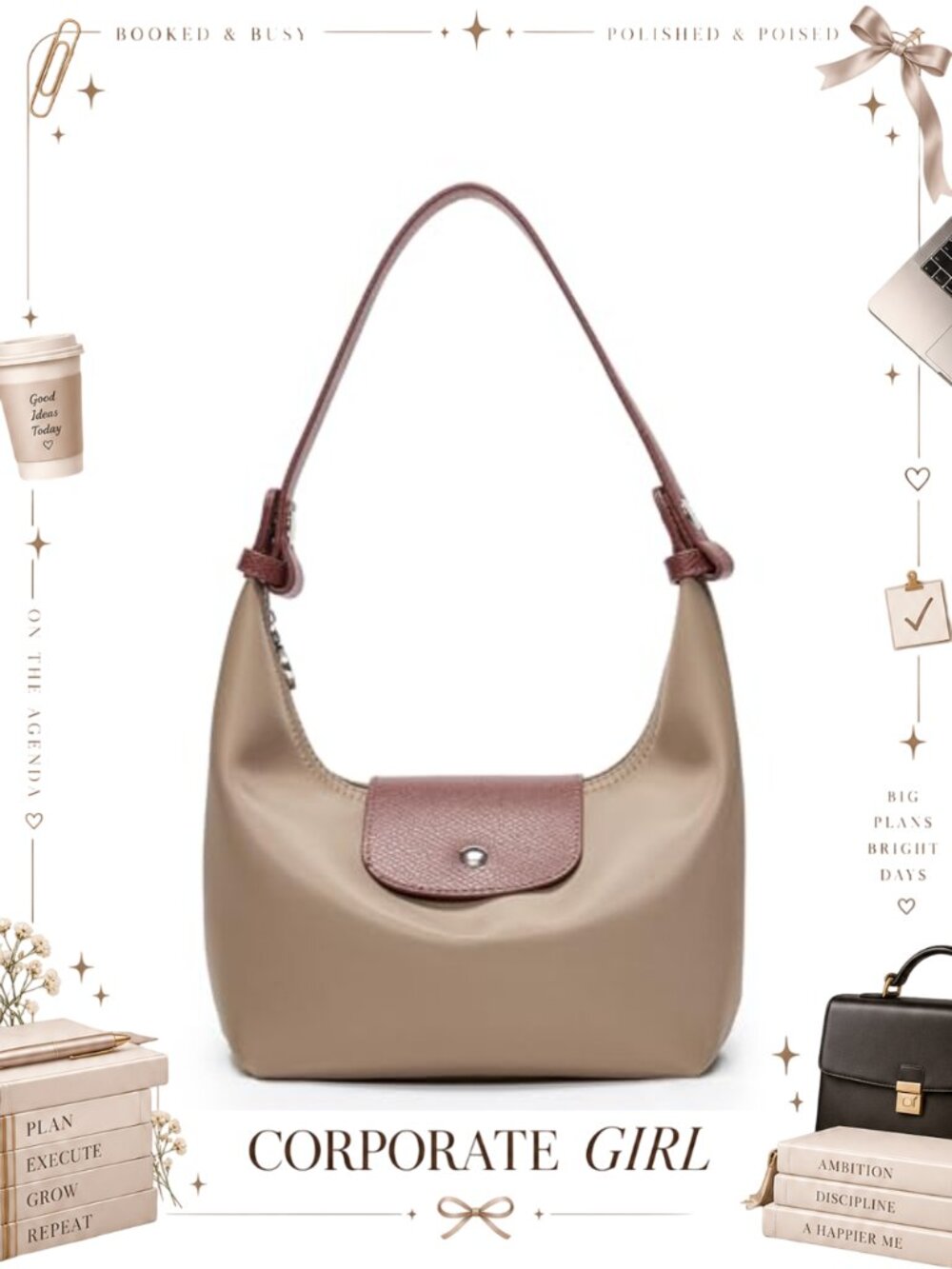 Mini Nylon Crescent Crossbody Bag Convertible 3-Way Purse